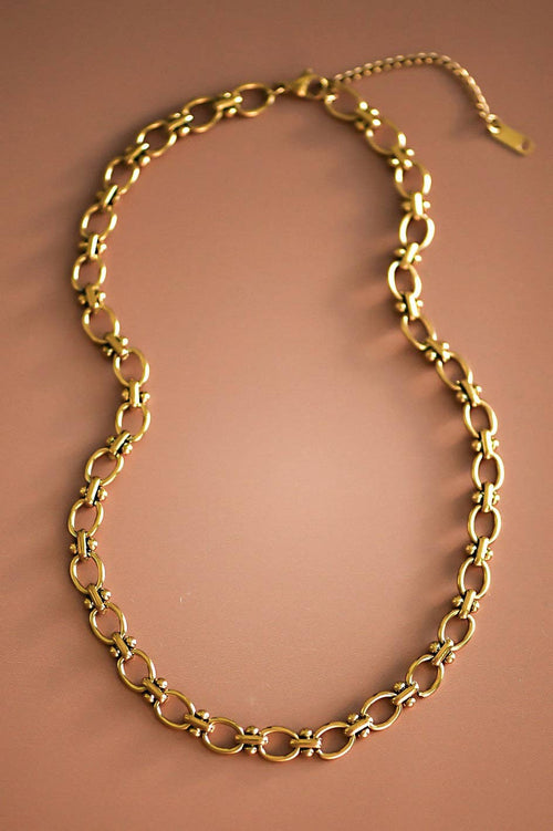 18K Gold Plated Waterproof Stainless Steel Chain Necklace - 7002