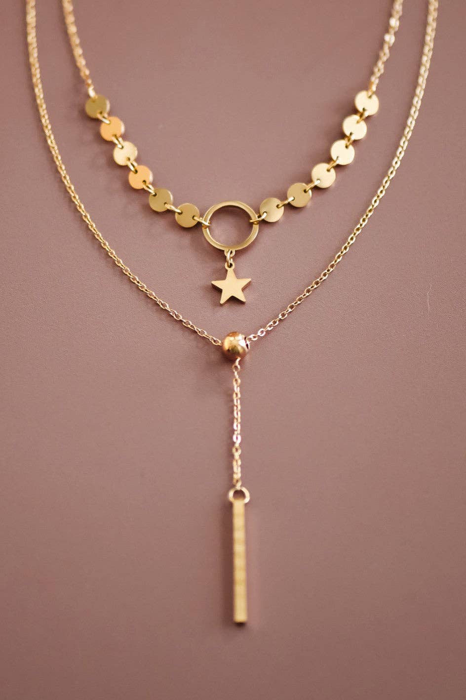 18K Gold Plated Waterproof Stainless Steel Chain Necklace - 7497