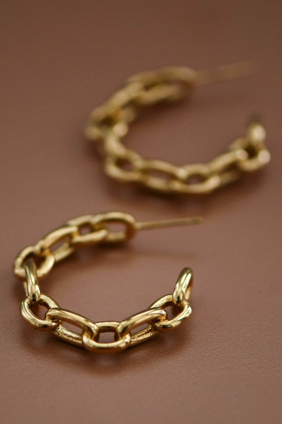 18K Gold Plated Waterproof Stainless Steel Hoop Earrings - 7374
